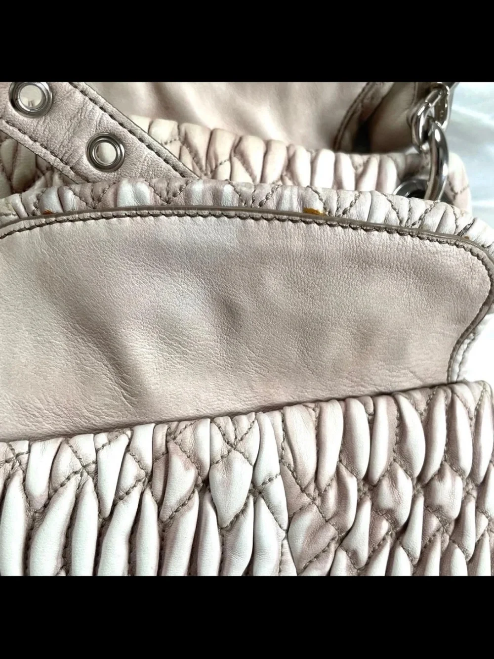 Miu Miu Pale Pink Quilted Braided-Handle Shoulder Bag